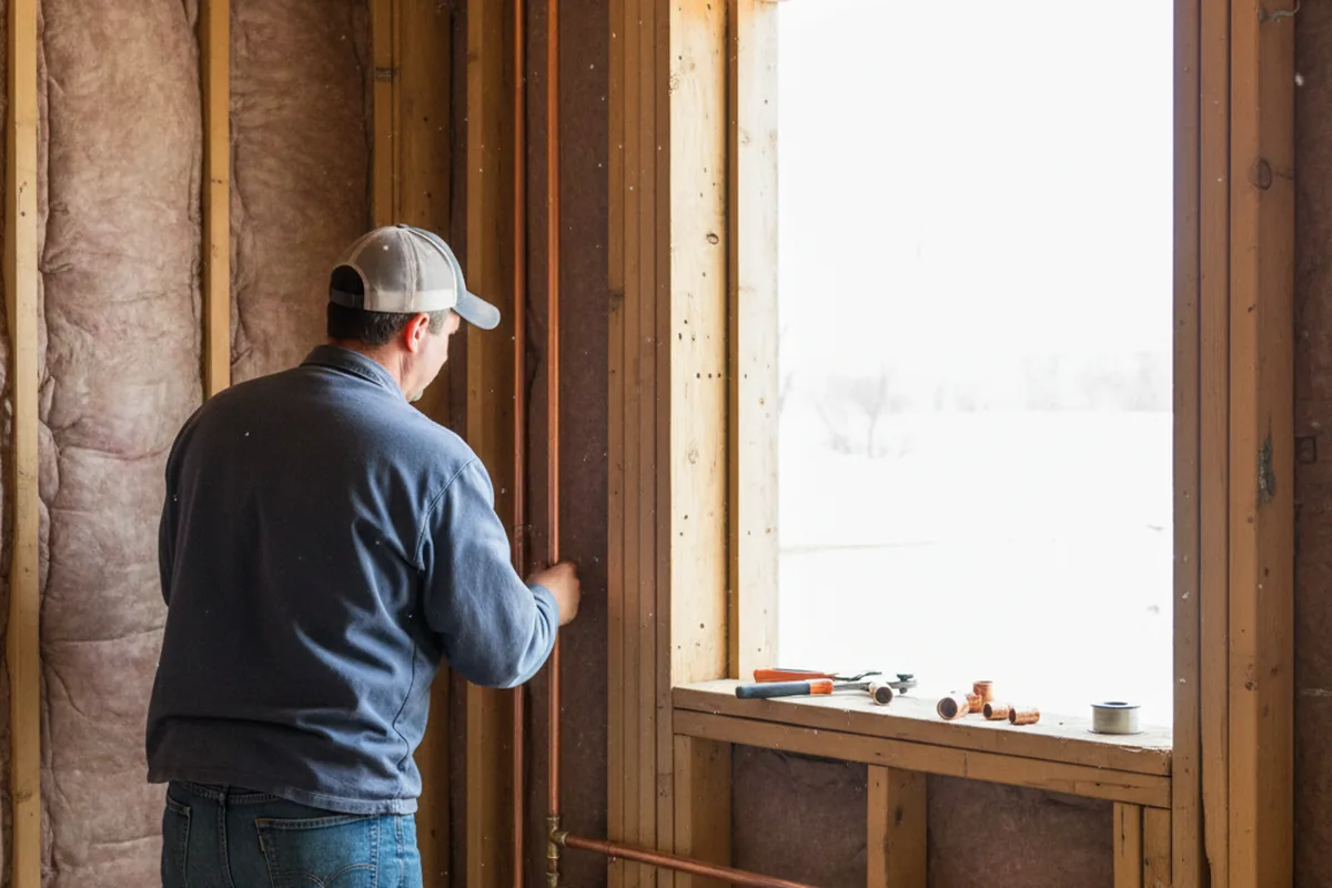 Licensed plumber running new copper supply lines in a York home