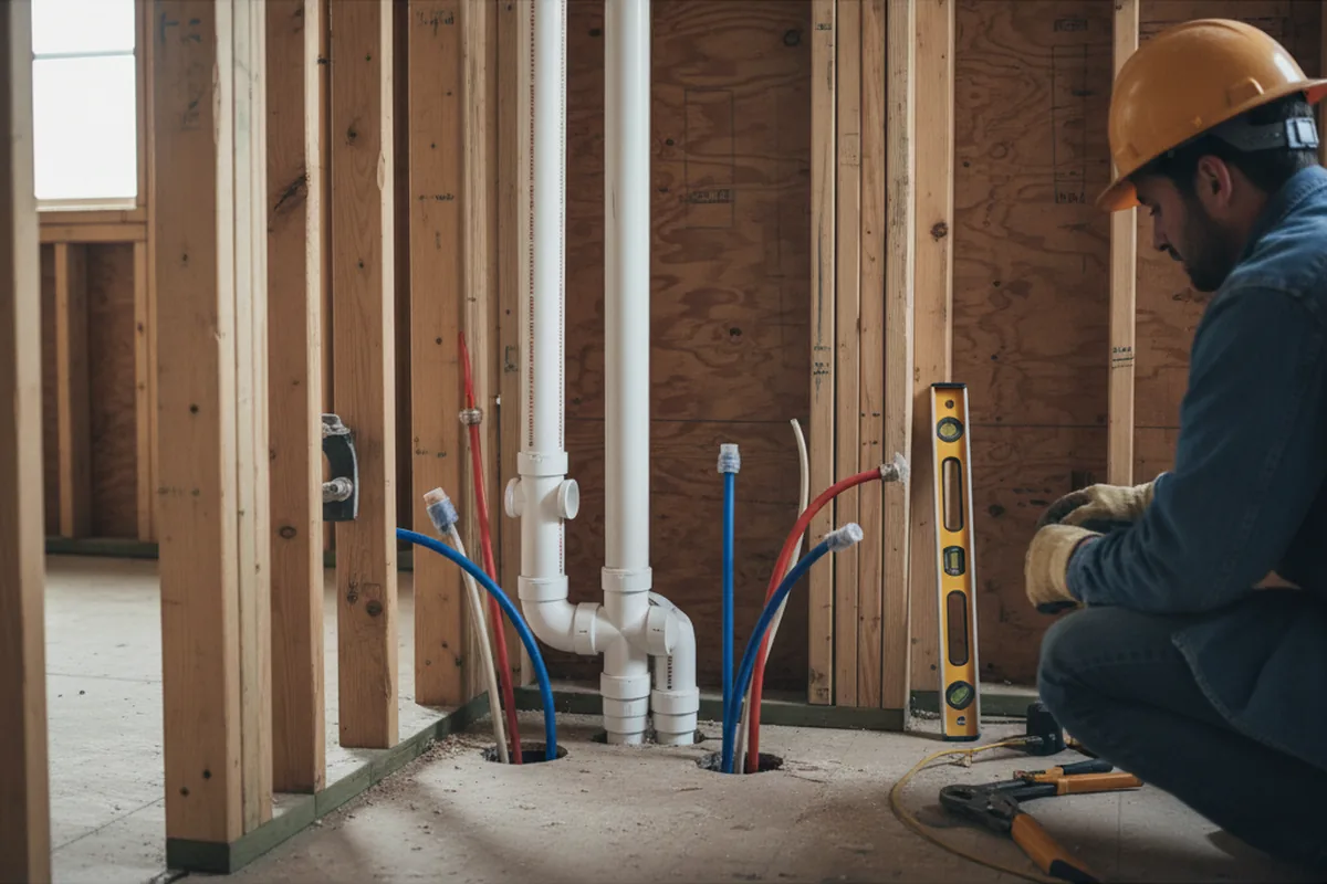 Drain and supply rough-in during Drain Cleaning in York